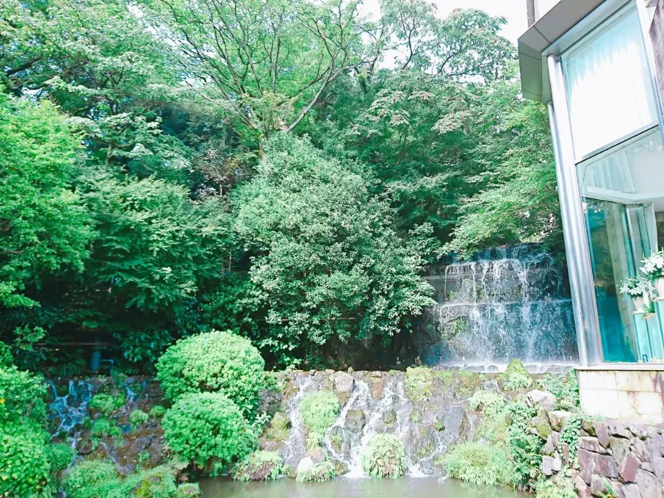 庭園の滝